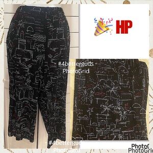 Coldwater Creek Petite Wrinkle free Morocco Palm Tree Arches Print Cropped Pants